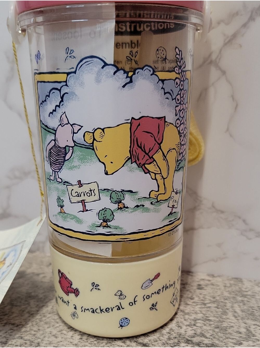 RARE VTG SELANDIA CLASSIC POOH SIP N SNACK CANTEEN W/ STRAW 8" TALL NEW WITH TAG - Picture 2 of 12